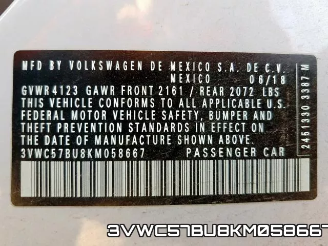 3VWC57BU8KM058667 фото 2