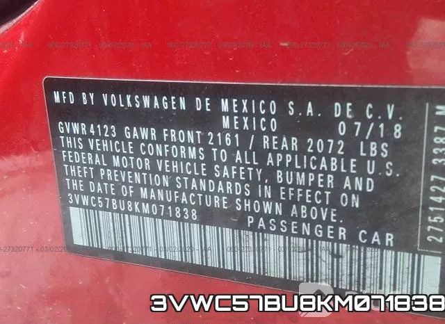 3VWC57BU8KM071838 фото 10