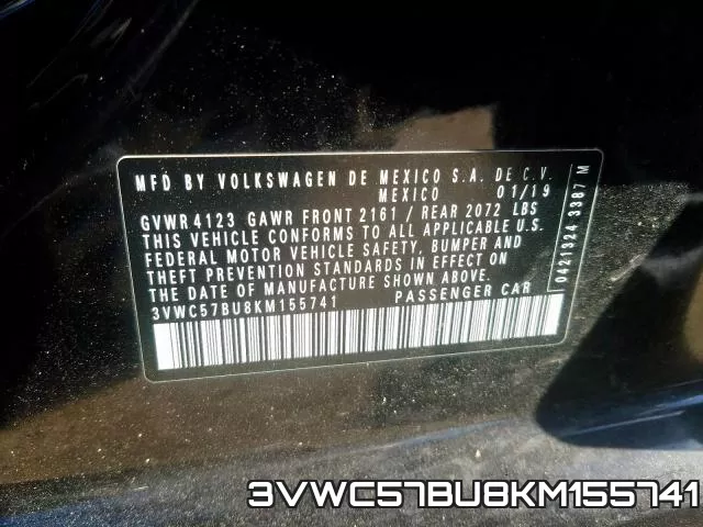 3VWC57BU8KM155741 фото 2