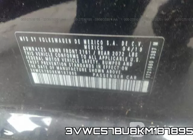3VWC57BU8KM187895 фото 10