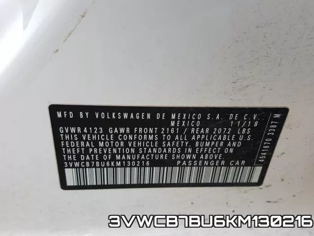 3VWCB7BU6KM130216 фото 2