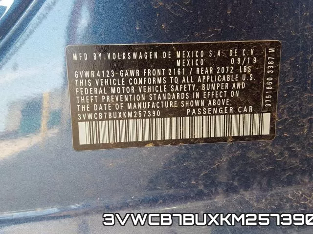 3VWCB7BUXKM257390 фото 2