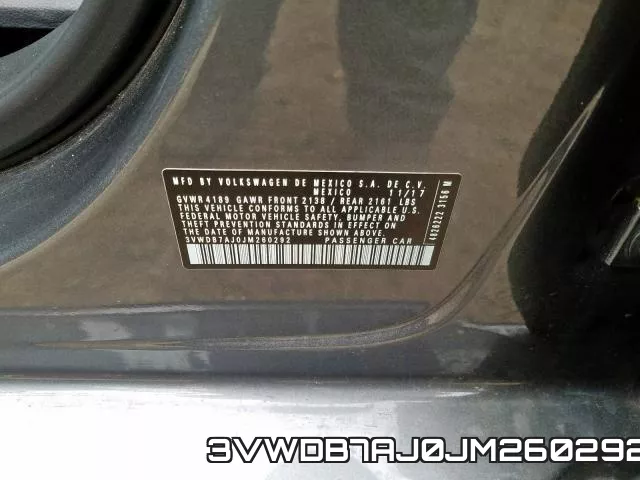 3VWDB7AJ0JM260292 фото 2