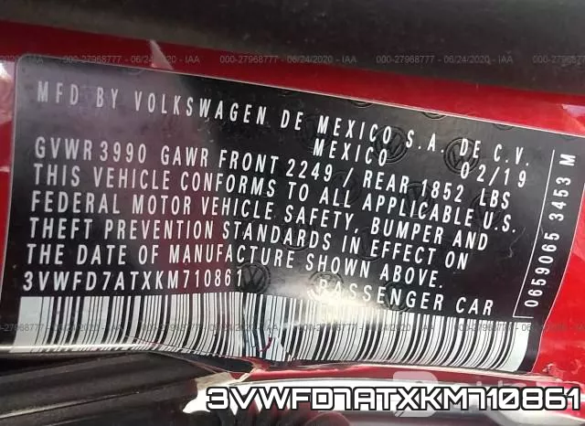 3VWFD7ATXKM710861 фото 10