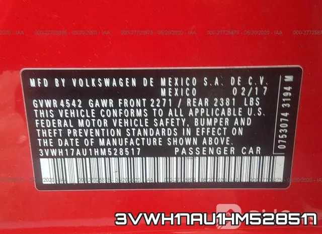 3VWH17AU1HM528517 фото 10