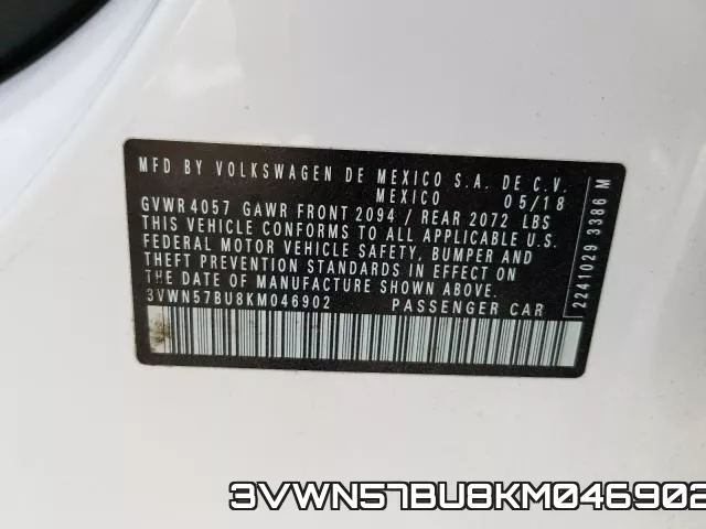 3VWN57BU8KM046902 фото 2