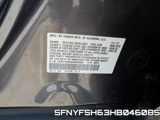 5FNYF5H63HB046085 фото 2