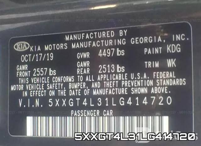 5XXGT4L31LG414720 фото 10