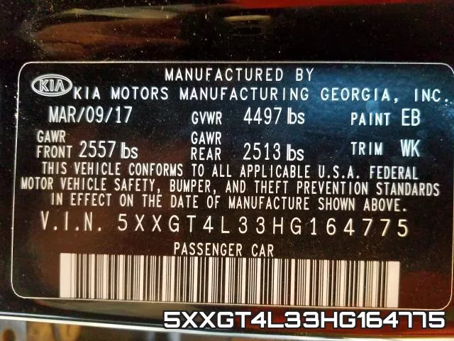 5XXGT4L33HG164775 фото 2