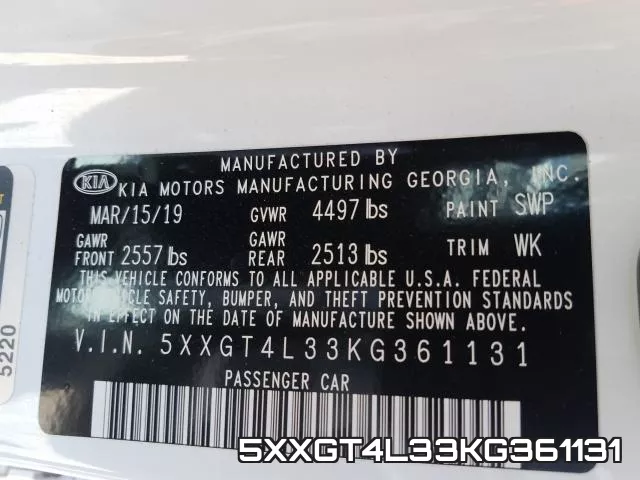 5XXGT4L33KG361131 фото 2