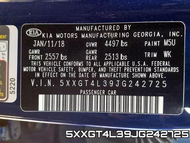 5XXGT4L39JG242725 фото 2