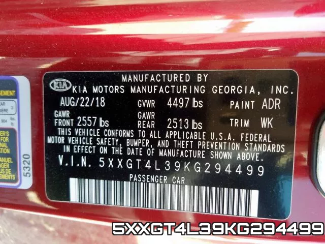 5XXGT4L39KG294499 фото 2
