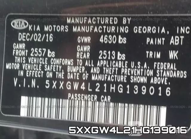 5XXGW4L21HG139016 фото 10
