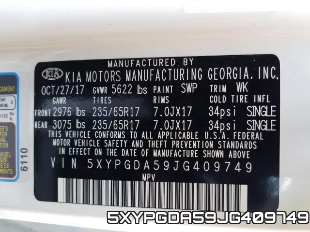 5XYPGDA59JG409749 фото 2