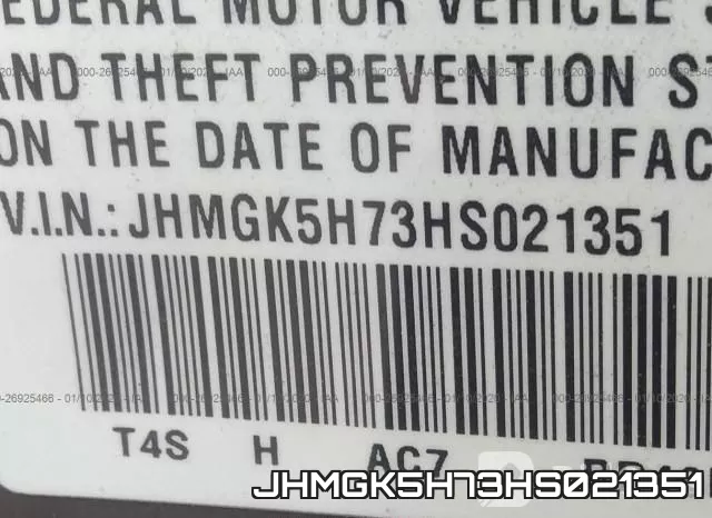 JHMGK5H73HS021351 фото 10