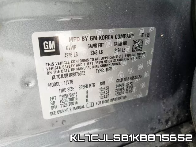 KL7CJLSB1KB875652 фото 2