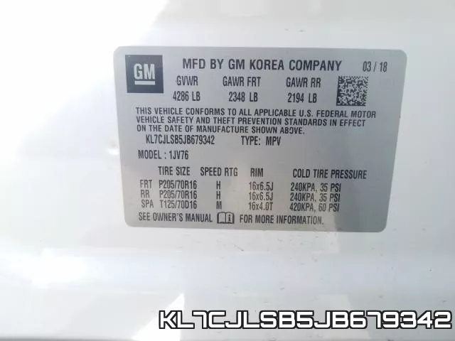 KL7CJLSB5JB679342 фото 2