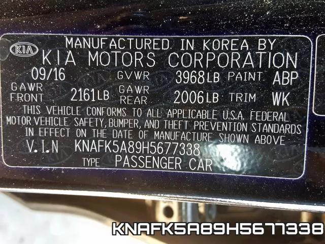 KNAFK5A89H5677338 фото 2