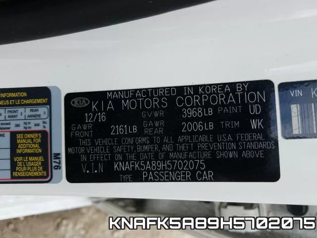 KNAFK5A89H5702075 фото 2