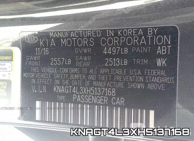 KNAGT4L3XH5137168 фото 10