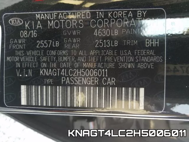 KNAGT4LC2H5006011 фото 2