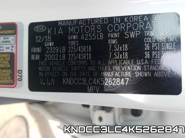 KNDCC3LC4K5262847 фото 2