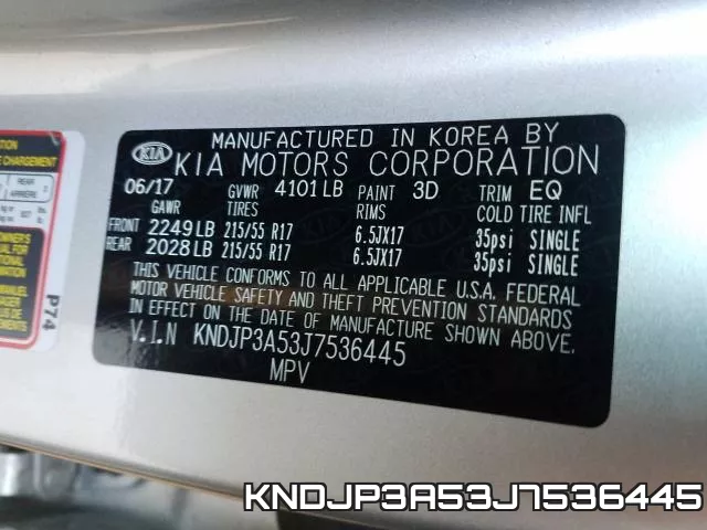 KNDJP3A53J7536445 фото 2