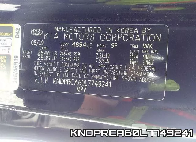 KNDPRCA60L7749241 фото 10