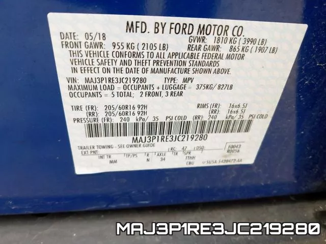 MAJ3P1RE3JC219280 фото 2