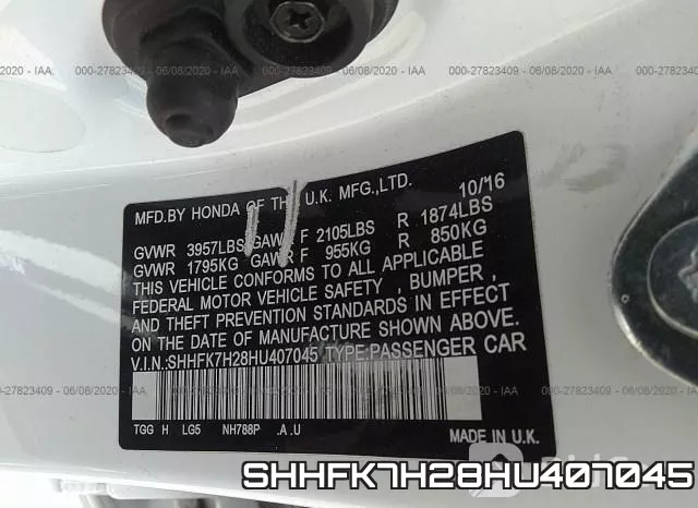 SHHFK7H28HU407045 фото 10