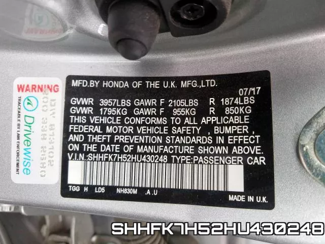 SHHFK7H52HU430248 фото 2