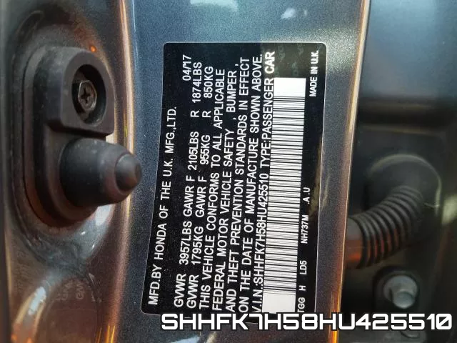 SHHFK7H58HU425510 фото 2
