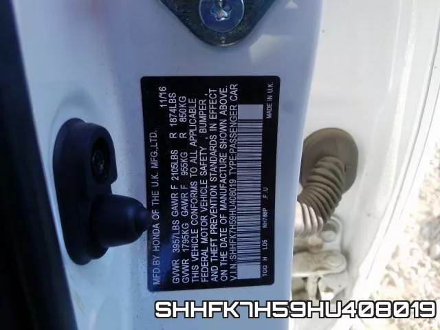 SHHFK7H59HU408019 фото 2