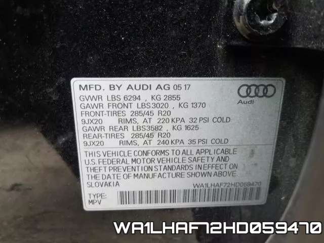 WA1LHAF72HD059470 фото 2