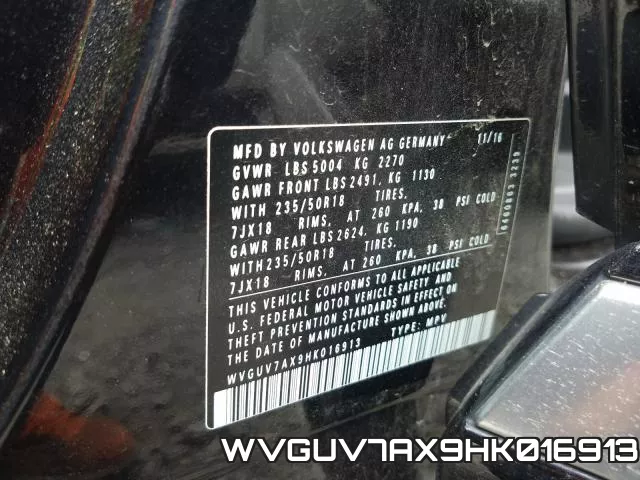 WVGUV7AX9HK016913 фото 2