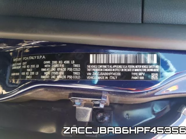 ZACCJBAB6HPF45356 фото 2