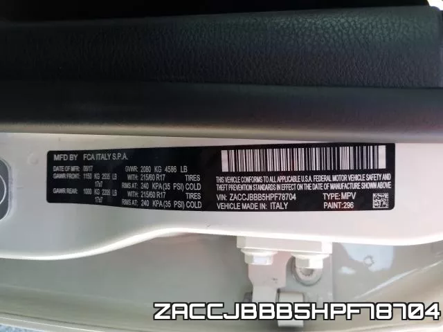 ZACCJBBB5HPF78704 фото 2