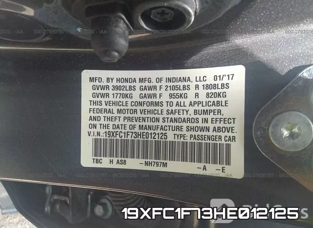 19XFC1F73HE012125 фото 10