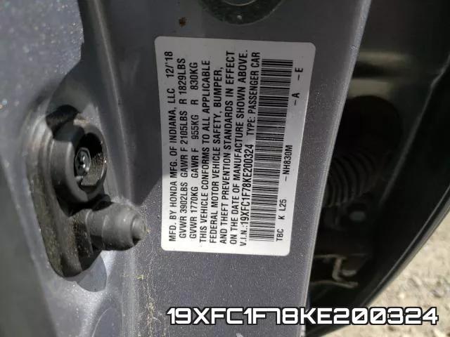 19XFC1F78KE200324 фото 2