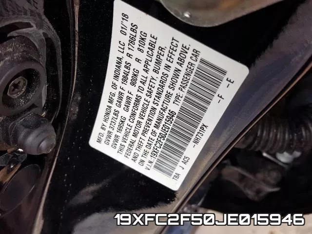 19XFC2F50JE015946 фото 2
