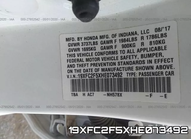 19XFC2F5XHE073492 фото 10