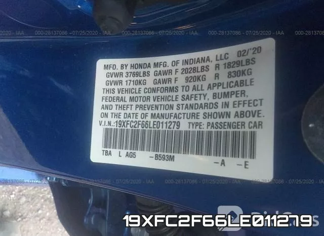 19XFC2F66LE011279 фото 10