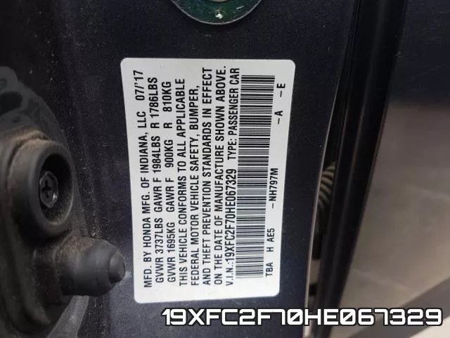 19XFC2F70HE067329 фото 2