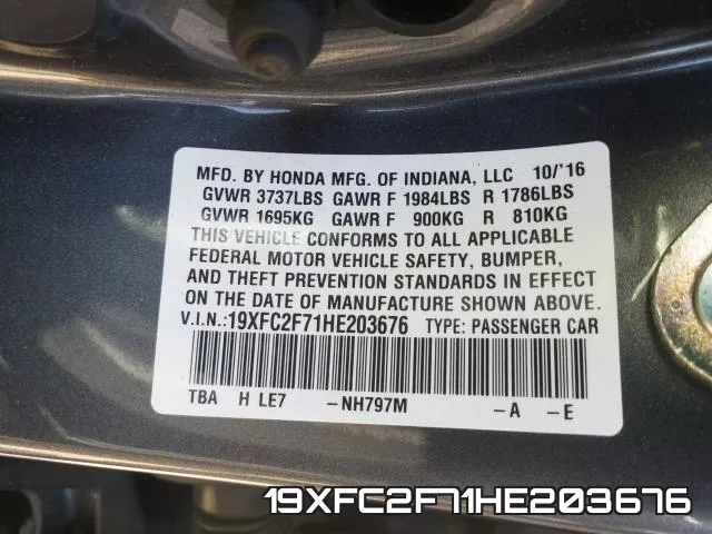 19XFC2F71HE203676 фото 2