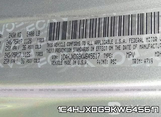 1C4HJXDG9KW645617 фото 10