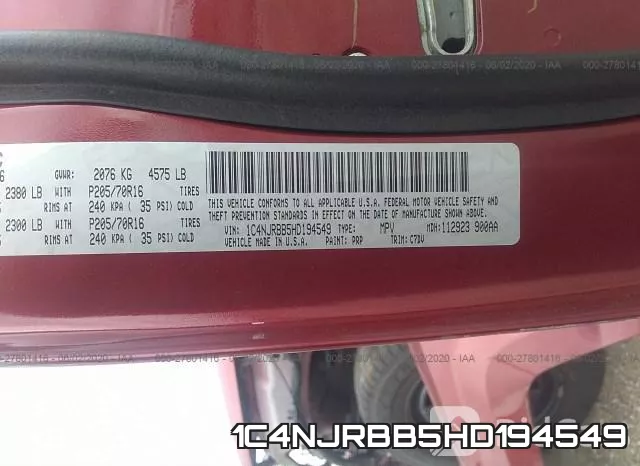 1C4NJRBB5HD194549 фото 10