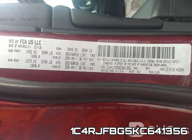 1C4RJFBG5KC641356 фото 10