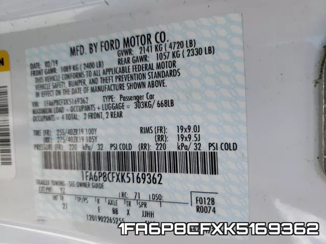 1FA6P8CFXK5169362 фото 2