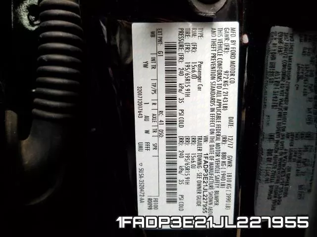 1FADP3E21JL227955 фото 2