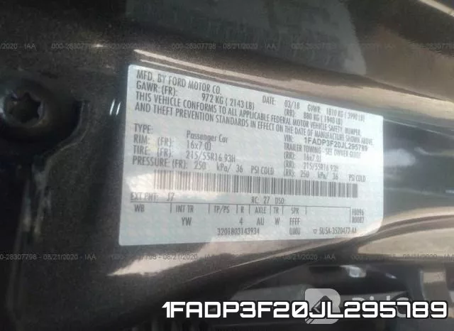 1FADP3F20JL295789 фото 10